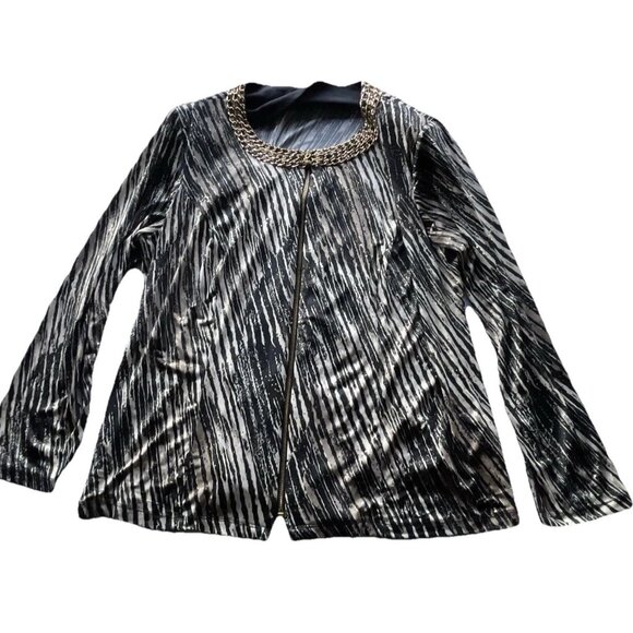 VintageBlack MSK Women’s Sz 2XL Bell Sleeve Top With Sheer Gold Light Chain - Picture 3 of 16